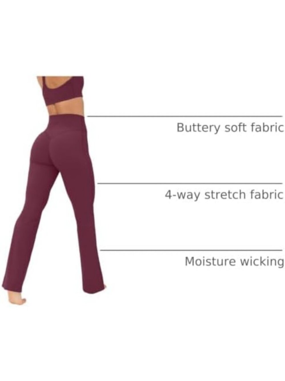 High Rise Flare Leggings for Women | Wide Leg Active Pants | FlexFlow Comfort - Picture 4 of 6